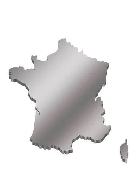 Mappa Della Francia Con Gradiente Metallo — Foto Stock