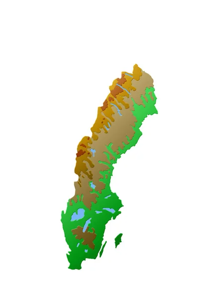 Швеція Обсяг Допомоги Фізичного Гіпсометричне Карту Кольорі — стокове фото