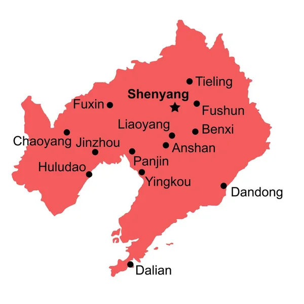 Liaoning Χάρτη Μεγάλες Πόλεις Περιφέρεια Της Κίνας Εικονογράφηση Διάνυσμα — Διανυσματικό Αρχείο