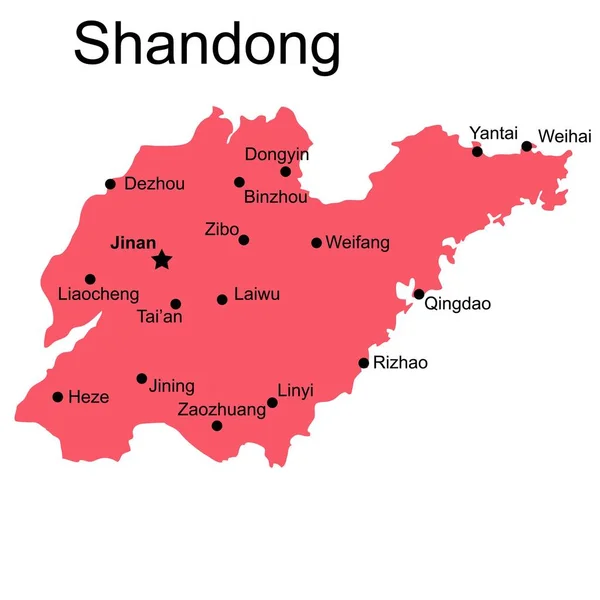 Mapa Shandong Con Las Principales Ciudades Región China Vector Ilustración — Vector de stock