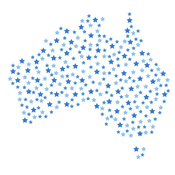 Australië Kaart Achtergrond Met Blauwe Sterren Van Verschillende Maten Vector — Stockvector