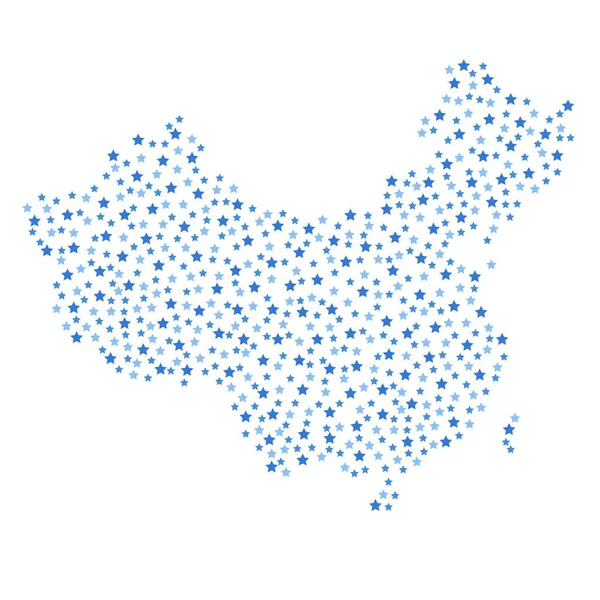 サイズの異なるベクトル イラスト Eps の青い星で中国地図背景 — ストックベクタ