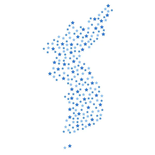 Coreia Mapa Fundo Com Estrelas Azuis Diferentes Tamanhos Vetor Ilustração — Vetor de Stock