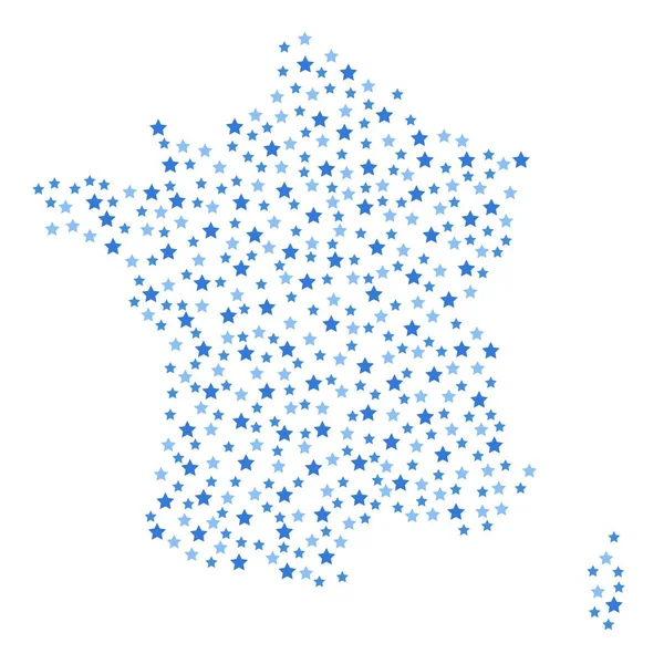 Frankrike Karta Bakgrund Med Blå Stjärnor Olika Storlekar Vektor Illustration — Stock vektor