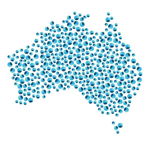 Australia Mapa Fondo Azul Redondo Colocados Cerca Gráficos Circulares Para — Archivo Imágenes Vectoriales