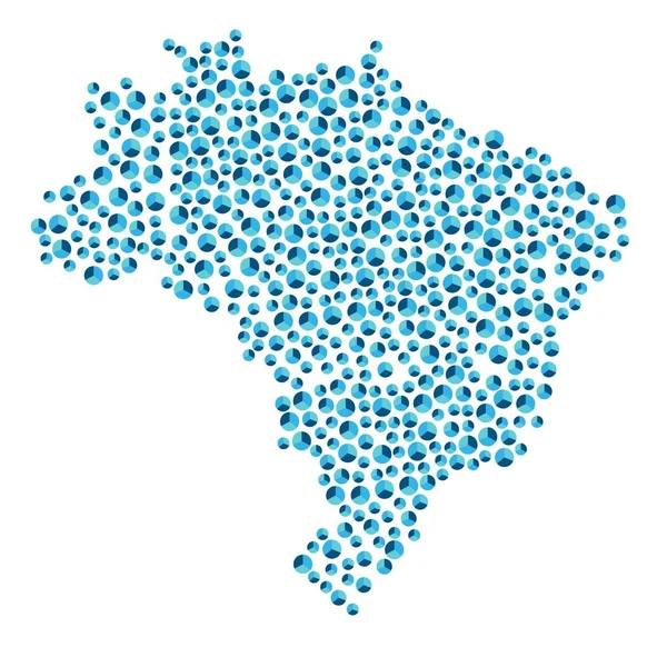 Brasil Mapa Fundo Azul Redondo Colocado Perto Gráficos Pizza Para — Vetor de Stock