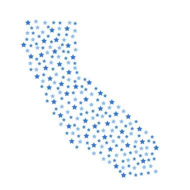 California, ABD devlet harita arka planı farklı boyutlarda vektör çizim ES'lerin mavi yıldız