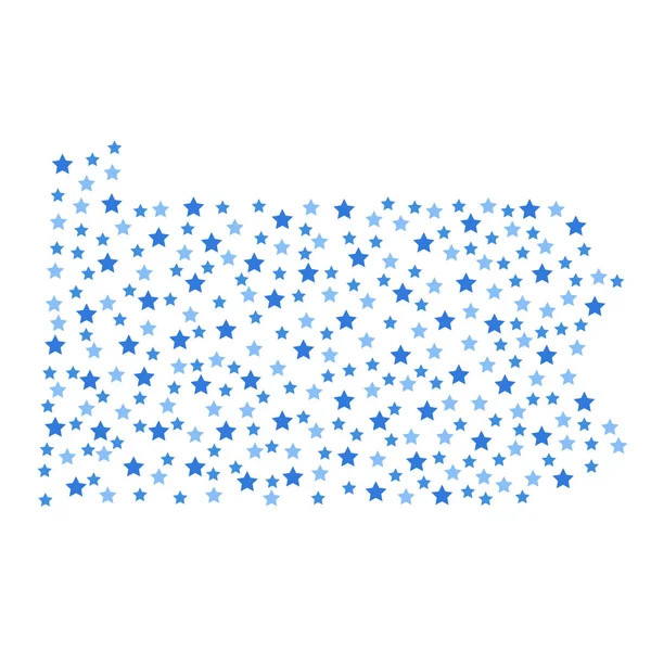 Pennsylvanie États Unis Fond Carte État Avec Des Étoiles Bleues — Image vectorielle