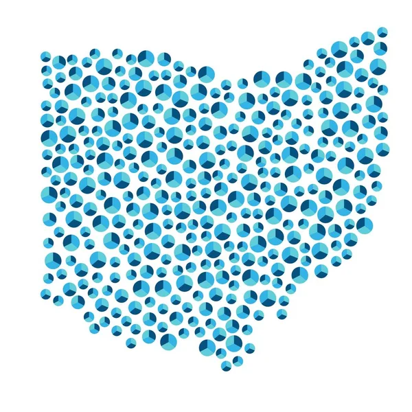 Ohio Mapa Del Estado Fondo Azul Redondo Colocados Cerca Gráficos — Archivo Imágenes Vectoriales