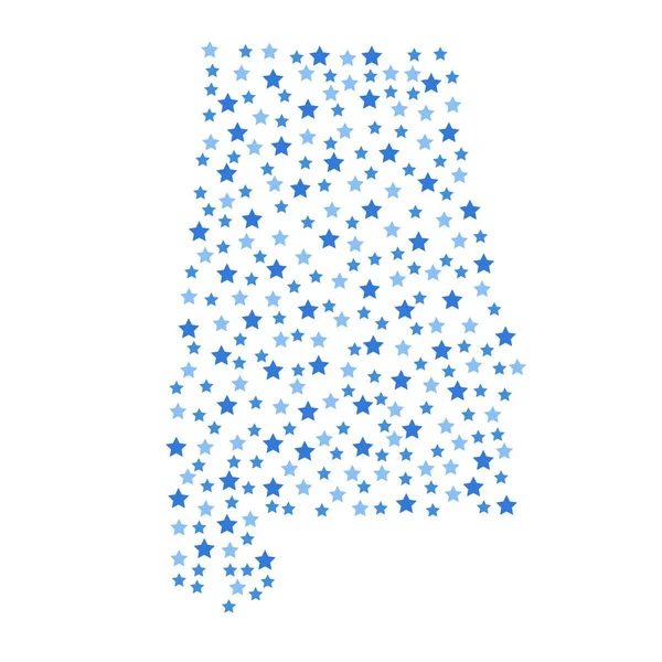 Фон Карты Штата Алабама Голубыми Звёздами Различных Размеров Векторные Иллюстрации — стоковый вектор