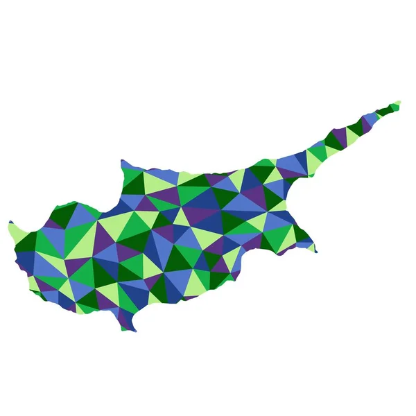 分離されたキプロス ポリゴン マップ低ポリゴン スタイル青と緑色 — ストック写真