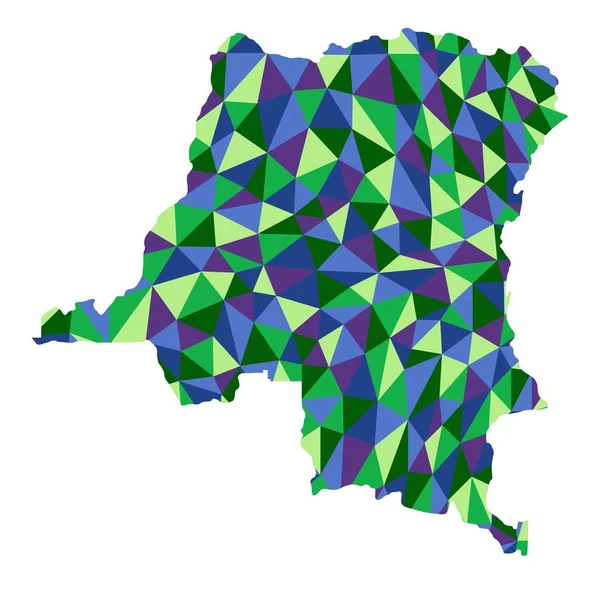 Λαϊκή Δημοκρατία Του Κονγκό Απομονωμένη Πολυγωνικό Χάρτη Χαμηλή Πολυ Στυλ — Φωτογραφία Αρχείου
