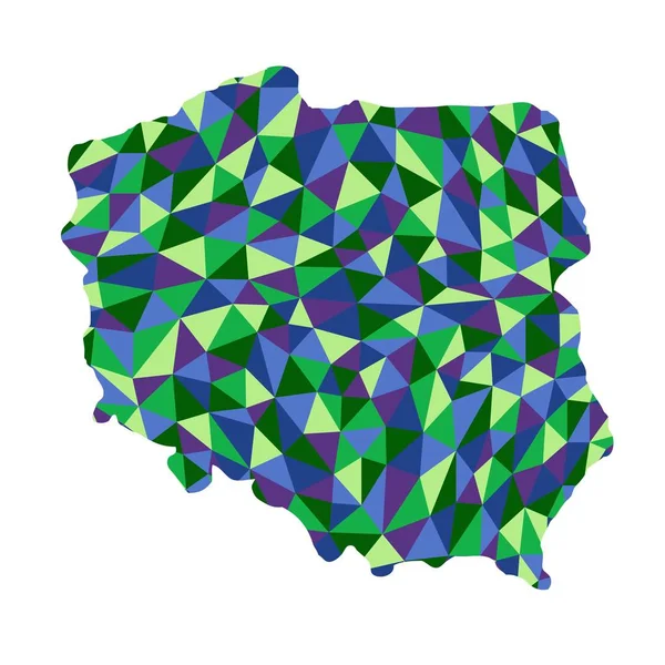 波兰隔离的多边形地图低多边形风格的蓝色和绿色 — 图库照片