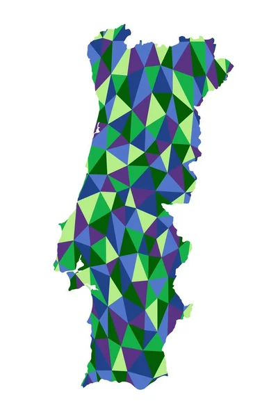 Portugal Isolierte Polygonale Karte Low Poly Style Blaue Und Grüne — Stockfoto