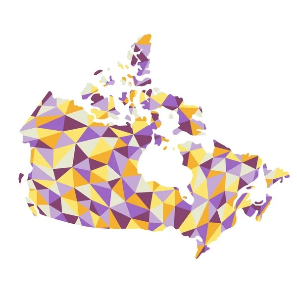 Kanada poligonal harita arka plan düşük Poli stil sarı, turuncu, mavi, mor renkler illüstrasyon eps vektör