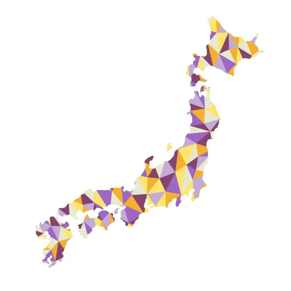 日本ポリゴン マップ背景低ポリゴン スタイル黄色 オレンジ 紫の色ベクトル イラスト Eps — ストックベクタ
