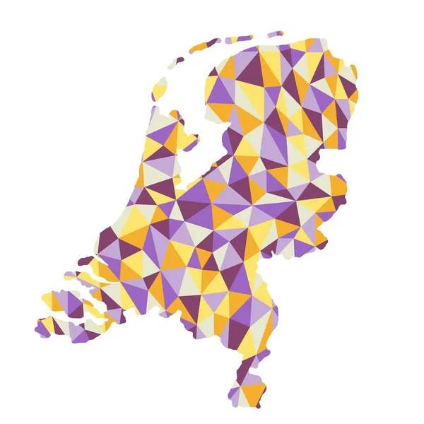Hollandia Sokszögű Megjelenítése Háttér Alacsony Poly Stílus Sárga Narancs Kék — Stock Vector