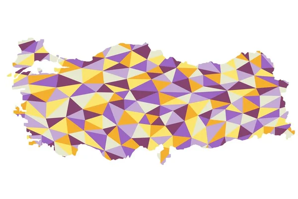 Τουρκία Πολυγωνικό Χάρτη Χαμηλών Πολυ Στυλ Κίτρινο Πορτοκαλί Μπλε Μωβ — Διανυσματικό Αρχείο