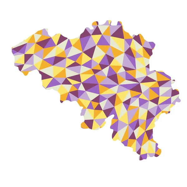 Βέλγιο Πολυγωνικό Χάρτη Υπόβαθρο Χαμηλή Πολυ Στυλ Κίτρινο Πορτοκαλί Μπλε — Διανυσματικό Αρχείο
