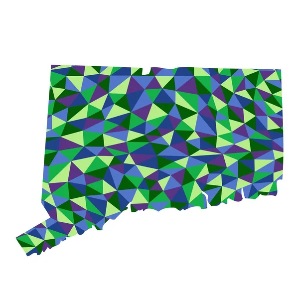 Штат Коннектикут Изолированная Полигональная Карта Низкого Стиля Полигонали Синий Зеленый — стоковое фото