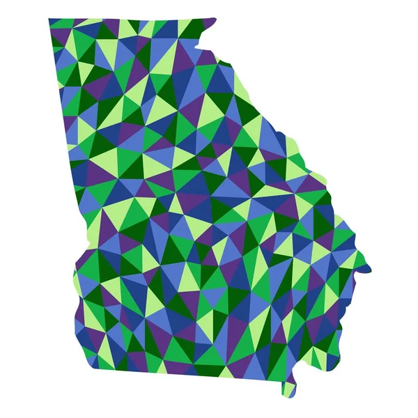 Georgia State Isolerade Polygonal Karta Låg Poly Stil Blå Och — Stockfoto