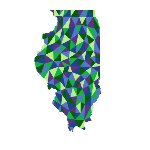Изолированная Полигональная Карта Штата Иллинойс Низким Уровнем Полигонального Стиля Синий — стоковое фото