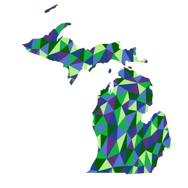 Michigan Usa Izolované Stav Polygonální Mapa Nízké Poly Stylu Modré — Stock fotografie