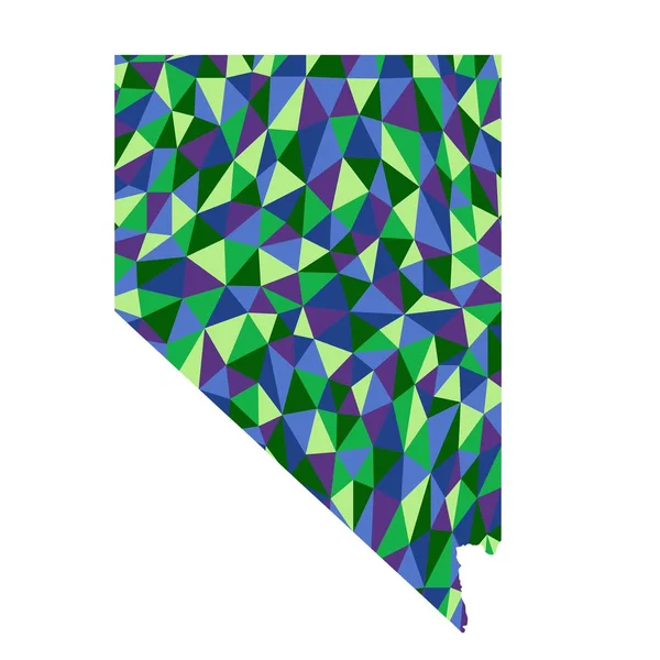 内华达州美国隔离多边形地图低聚风格蓝色和绿色插图 — 图库照片