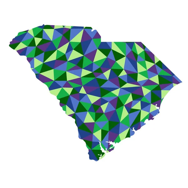 Южная Каролина Сша Изолированная Полигональная Карта Низкого Стиля Полигонали Синий — стоковое фото