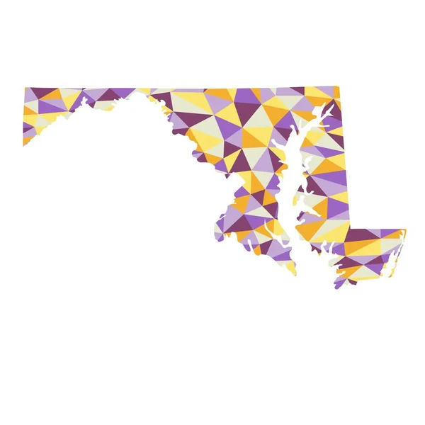 马里兰州多边形地图背景低多边形样式黄色 紫色的矢量插图 Eps — 图库矢量图片