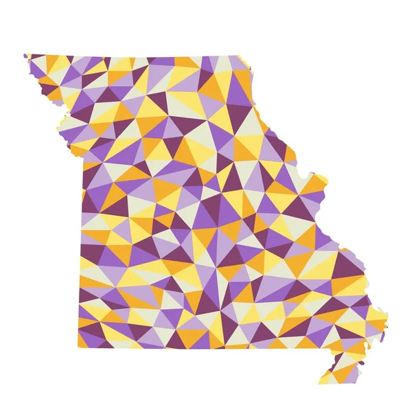 密苏里州多边形地图背景低聚风格黄色 紫色的矢量插图 Eps — 图库矢量图片