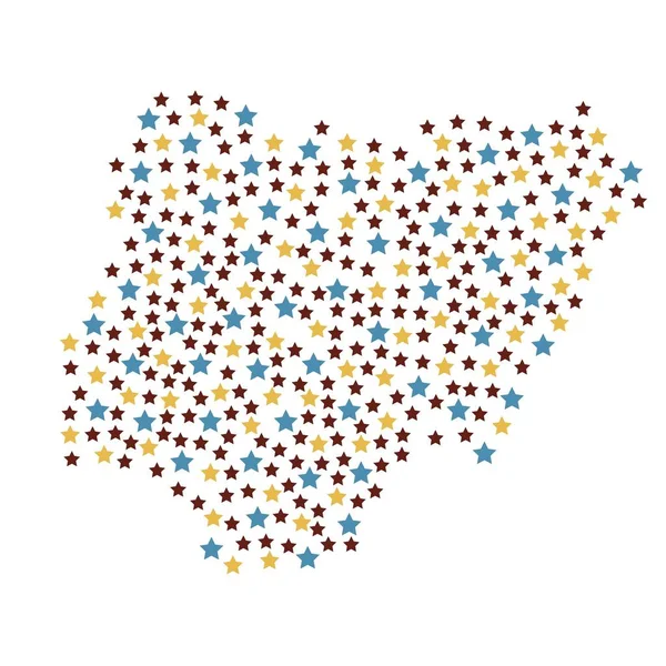 ナイジェリア地図背景青で 異なるサイズの黄色と赤の星のベクター イラスト Eps — ストックベクタ