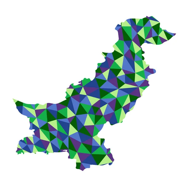 パキスタン分離されたポリゴン マップ低ポリ スタイル青と緑色 — ストック写真