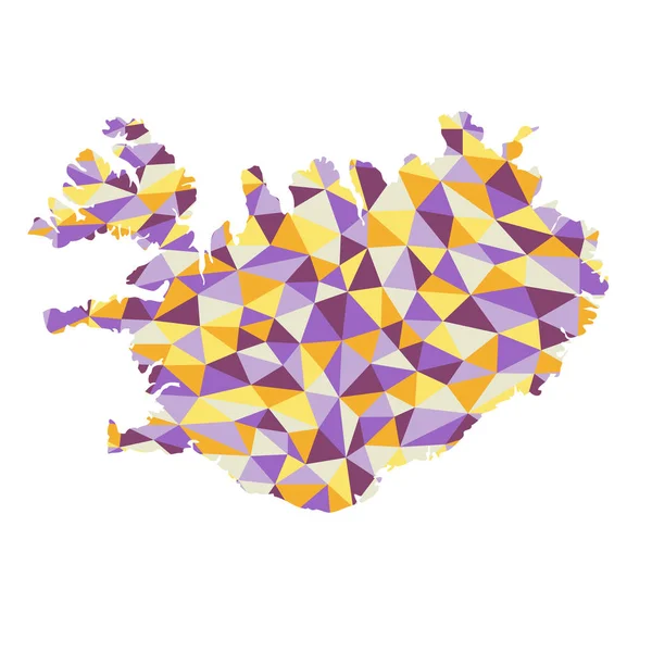 冰岛多边形地图背景低多边形样式黄色 紫色颜色矢量插图 Eps — 图库矢量图片