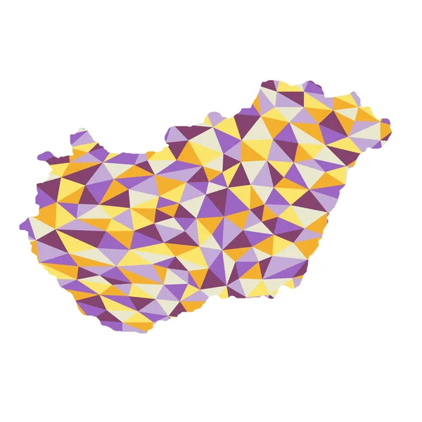 匈牙利多边形地图背景低多边形样式黄色 紫色颜色矢量插图 Eps — 图库矢量图片