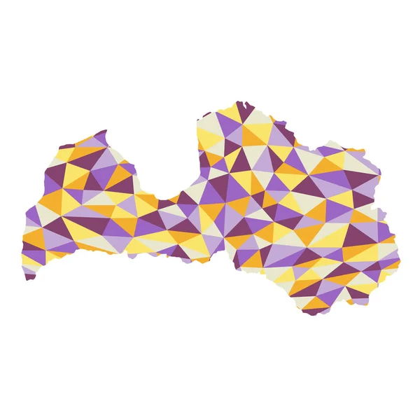 拉脱维亚多边形地图背景低多边形样式黄色 紫色颜色矢量插图 Eps — 图库矢量图片