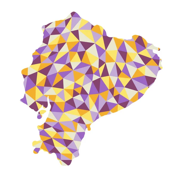 Ecuador Polygonal Map Background Low Poly Style Yellow Orange Blue — Stock Vector