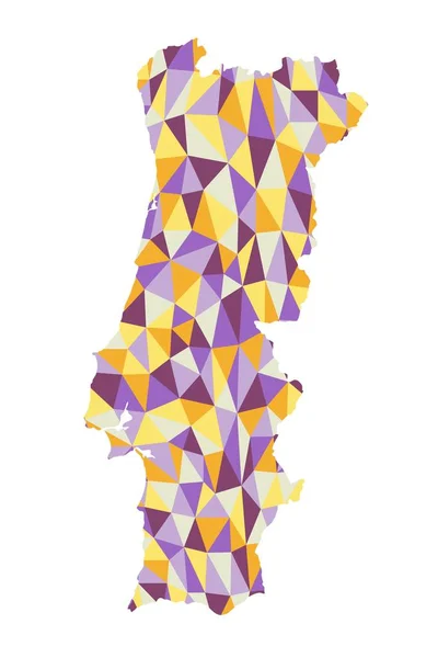 葡萄牙多边形地图背景低多边形样式黄色 紫色颜色矢量插图 Eps — 图库矢量图片