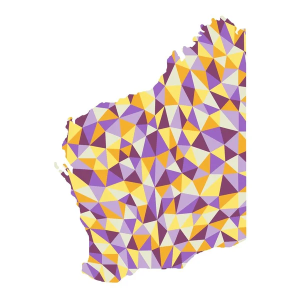 西オーストラリア オーストラリア州ポリゴン マップ背景低ポリ スタイル黄色 オレンジ 紫の色のベクトル イラスト Eps — ストックベクタ