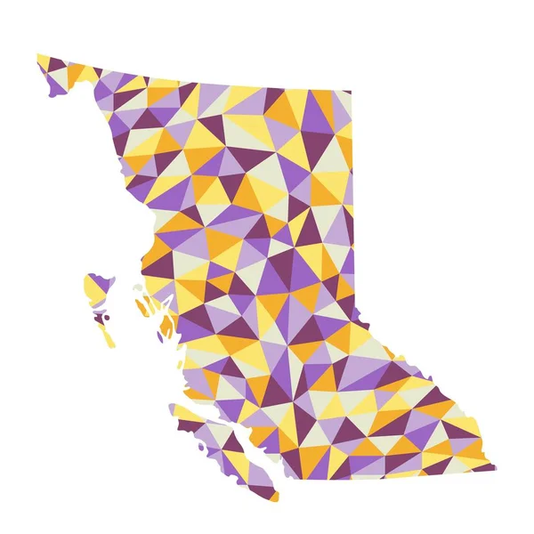不列颠哥伦比亚省加拿大多边形地图背景低多边形样式黄色 紫色的矢量插图 Eps — 图库矢量图片