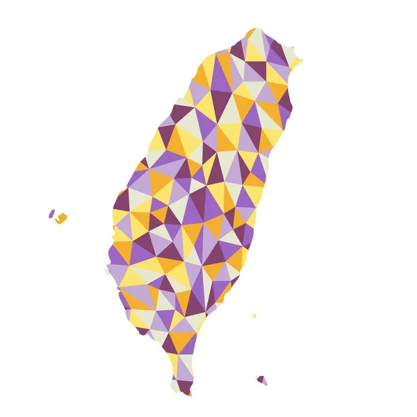 台湾共和国中国多角形の地図背景低ポリゴン スタイル イエロー オレンジ 紫の色のベクトル イラスト Eps — ストックベクタ
