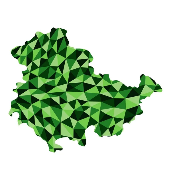 德国图林根州地区多边形地图背景低聚风格5绿色颜色向量图 Eps — 图库矢量图片