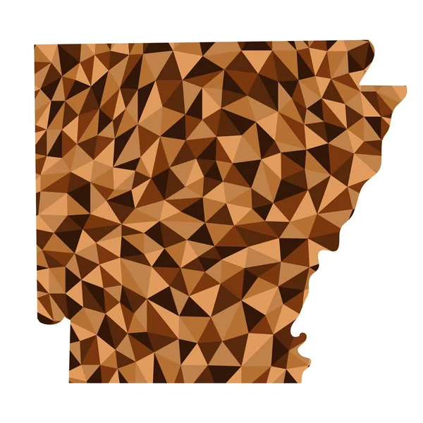 Arkansas State Polygonal Map Background Low Poly Style Brown Colors — Stock Vector
