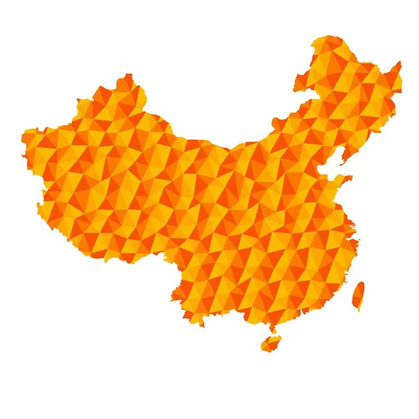 China Mapa Poligonal Fondo Bajo Estilo Polivinílico Amarillo Naranja Colores — Vector de stock