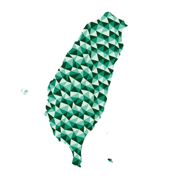  Tayvan Cumhuriyeti Çin poligonal harita arka plan düşük Poli tarzı yeşil renk vektör çizim eps