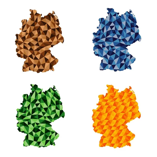 Almanya poligonal haritalar arka plan düşük Poli tarzı yeşil, mavi, kahverengi, sarı renklerini ayarlama illüstrasyon eps vektör