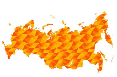 Rusya Çokgen harita arka plan düşük Poly tarzı sarı, turuncu renkler vector resim EPS