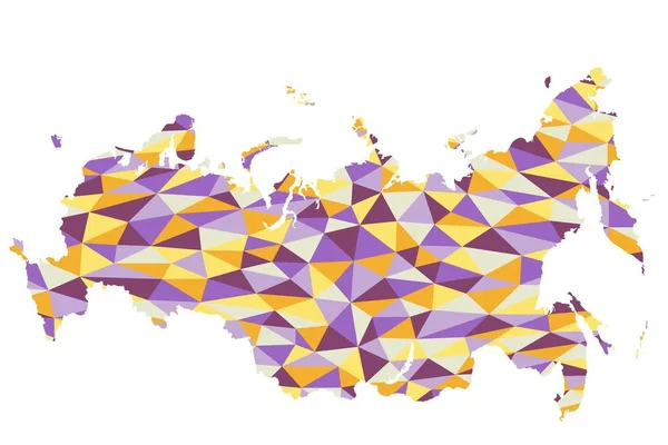 Rusland Veelhoekige Kaart Achtergrond Laag Poly Stijl Geel Oranje Blauw — Stockvector