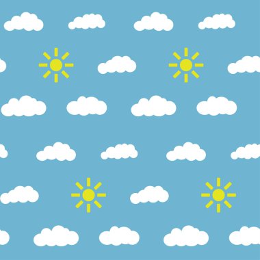 hava sorunsuz arka plan: güneş vektör illüstrasyon ile bulutlar