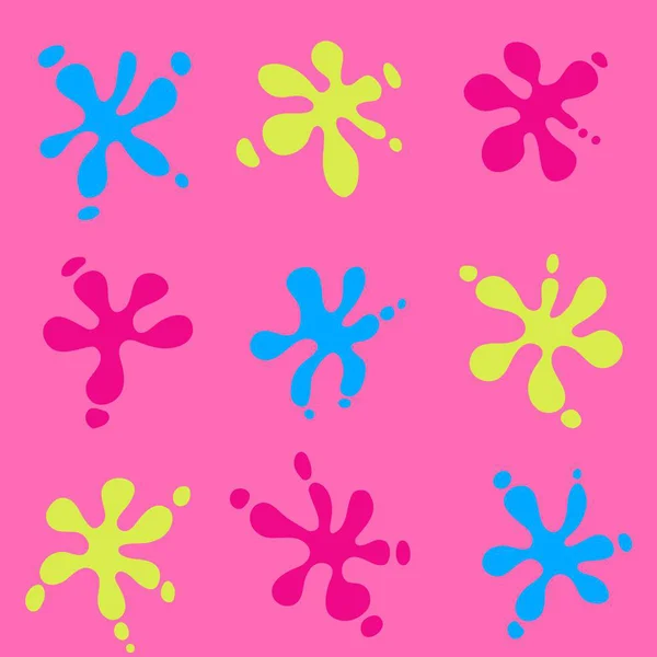 图案无缝背景彩色污点和滴蓝色 粉红色 — 图库矢量图片